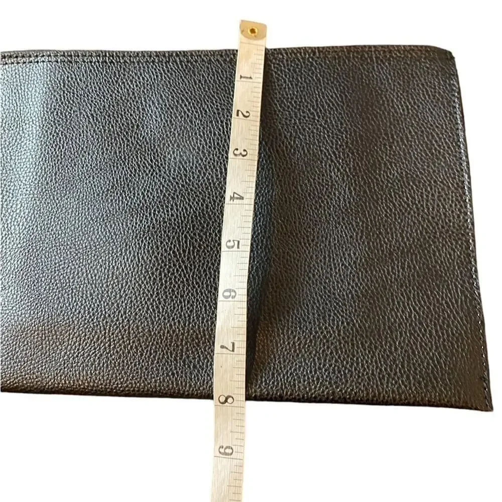 Parker Black Faux Pebbled Leather Zipper Fringe Pouch
